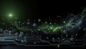 Abstract light flare with digital network, symbolizing Microsoft cloud technology advancements related to Migration and Deployment Strategies