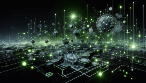 Abstract light flare with digital network, symbolizing Microsoft cloud technology advancements related to Microsoft 365 PowerPoint Updates