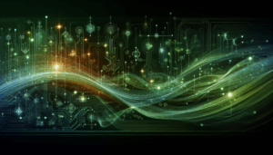 Abstract light flare with digital network, symbolizing Microsoft cloud technology advancements related to Collaboration Tools Strategies